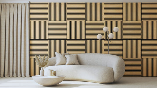 InsuSlat™ Wall Panel - Natural Oak - H60cm x W60cm (Pack of 4) = H240cm x W60cm