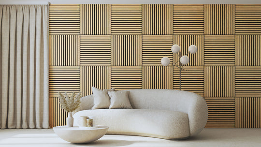 InsuSlat™ Wall Panel - Raw Walnut - H60cm x W60cm (Pack of 4) = H240cm x W60cm