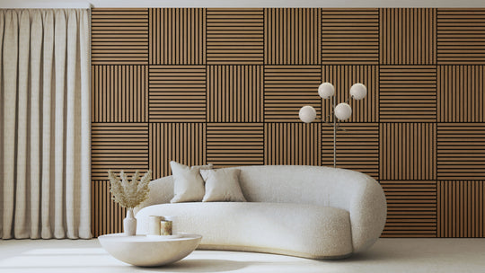 InsuSlat™ Wall Panel - Warm Oak - H60cm x W60cm (Pack of 4) = H240cm x W60cm