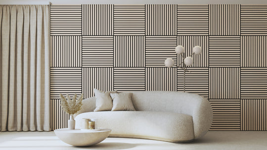 InsuSlat™ Wall Panel - White Oak - H60cm x W60cm (Pack of 4) = H240cm x W60cm