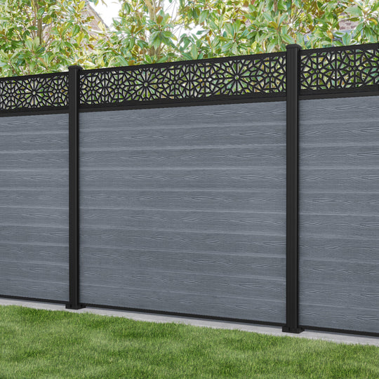 Classic Alnara Fence Panel - Anthracite - with our aluminium posts