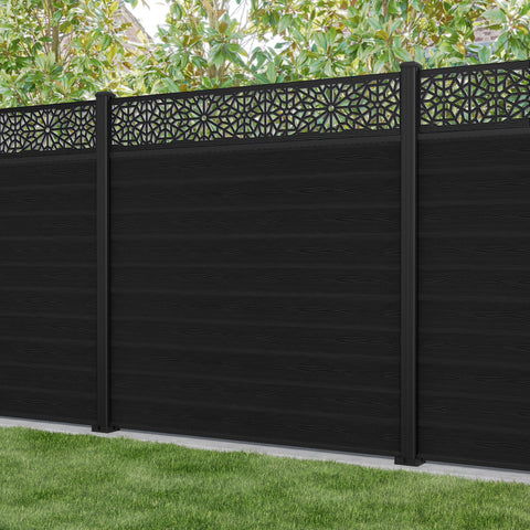 Classic Alnara Fence Panel - Black - with our aluminium posts