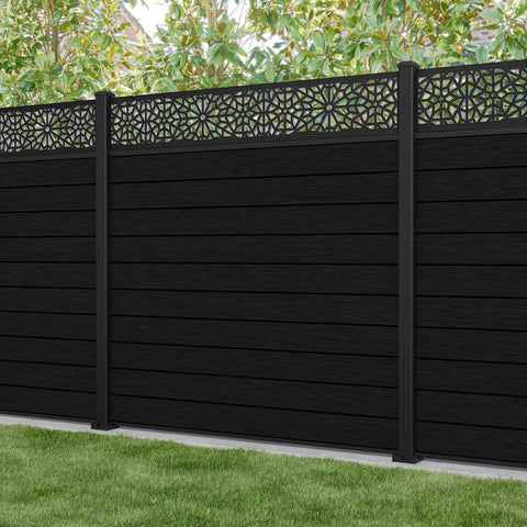 Fusion Alnara Fence Panel - Black - with our aluminium posts