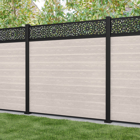 Classic Alnara Fence Panel - Mid Stone - with our aluminium posts