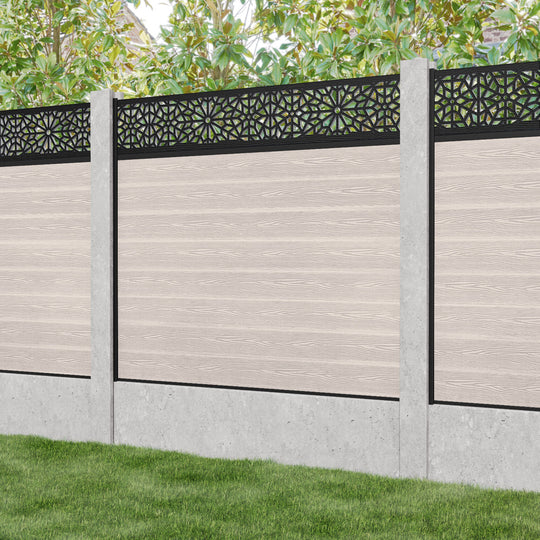 Classic Alnara Fence Panel - Mid Stone - for existing concrete posts