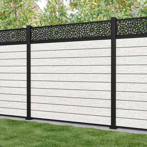 Fusion Alnara Fence Panel - Light Stone - with our aluminium posts