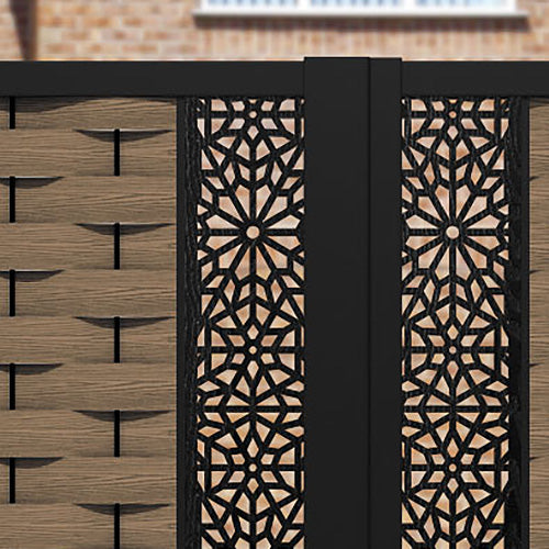 Ripple Alnara Straight Top Driveway Gate - Teak - Middle Screen