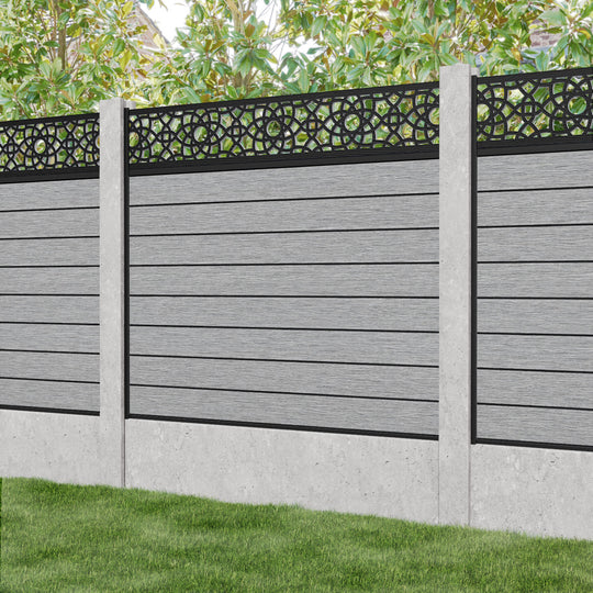 Fusion Ambar Fence Panel - Light Grey - for existing concrete posts