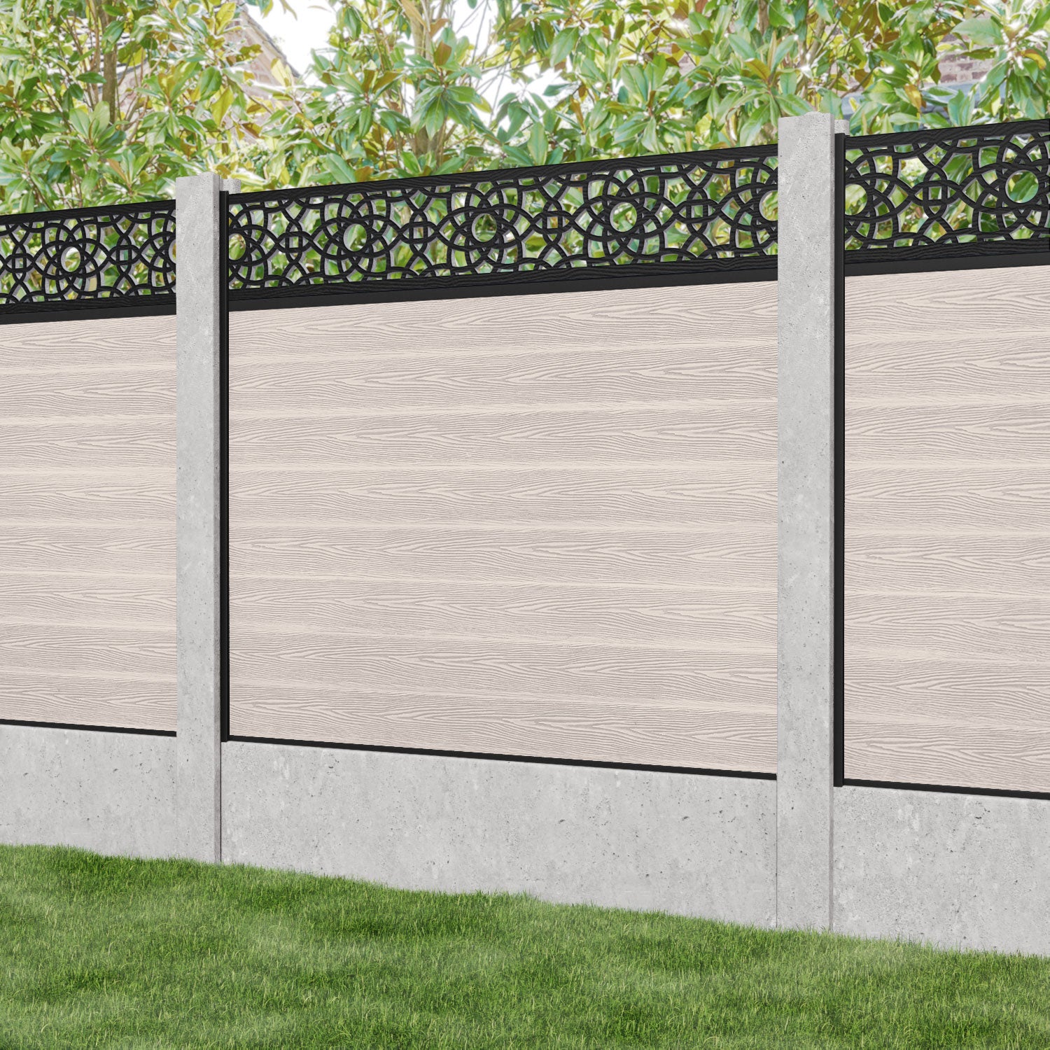 Classic Ambar Fence Panel - Mid Stone - for existing concrete posts
