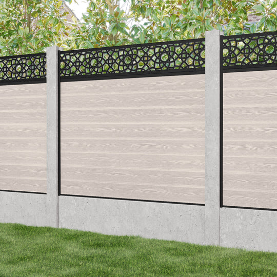 Classic Ambar Fence Panel - Mid Stone - for existing concrete posts