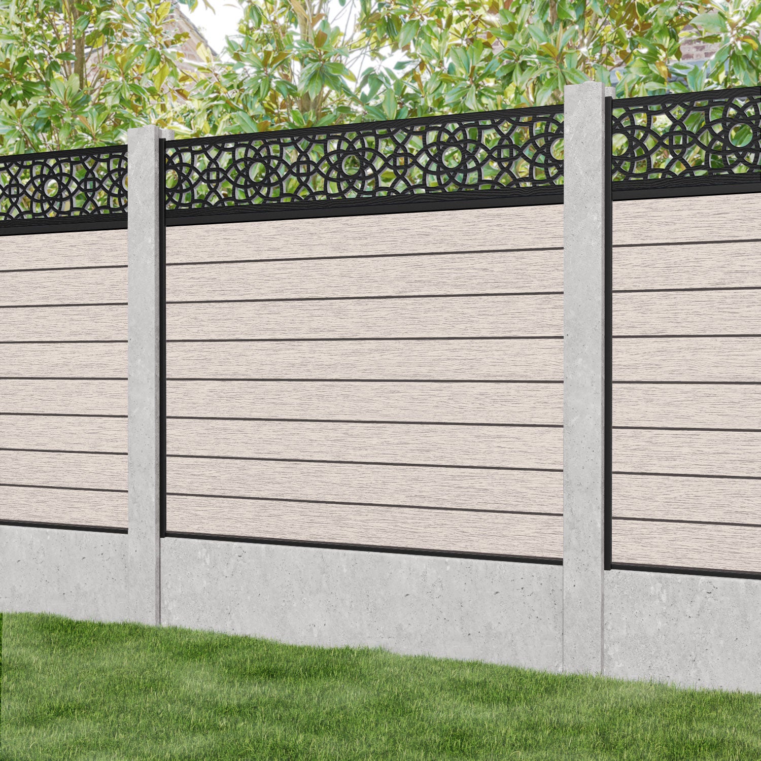 Fusion Ambar Fence Panel - Mid Stone - for existing concrete posts