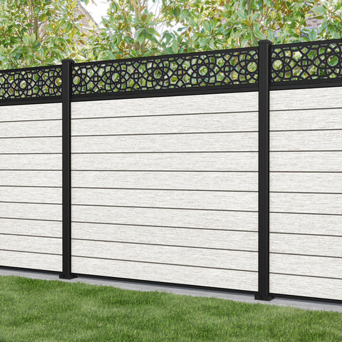 Fusion Ambar Fence Panel - Light Stone - with our aluminium posts