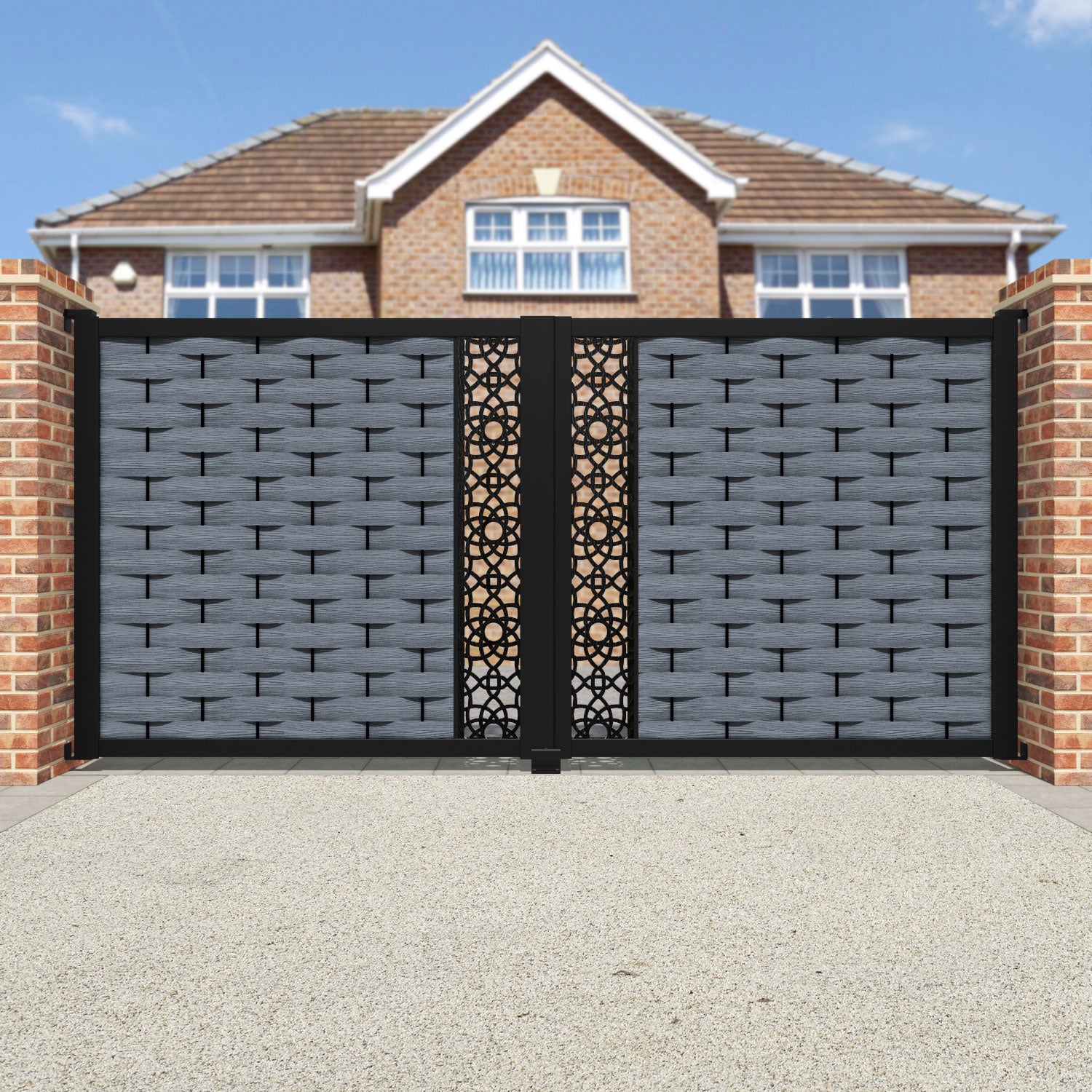 Ripple Ambar Straight Top Driveway Gate - Anthracite - Middle Screen