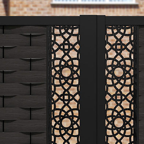 Ripple Ambar Straight Top Driveway Gate - Dark Oak - Middle & End Screen
