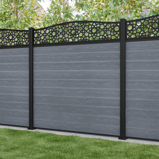 Classic Ambar Curved Top Fence Panel - Anthracite - with our aluminium posts