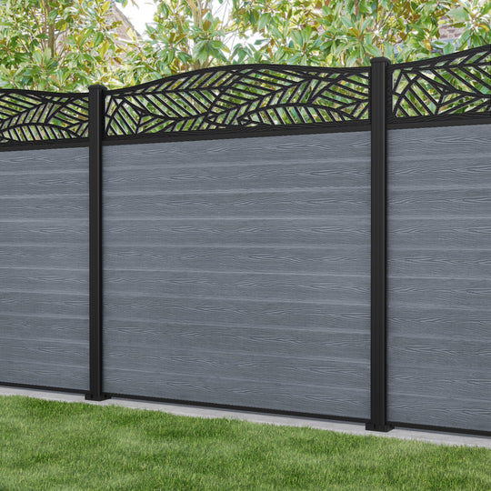Classic Habitat Curved Top Fence Panel - Anthracite - with our aluminium posts
