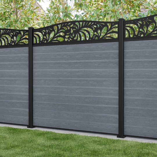 Classic Petal Curved Top Fence Panel - Anthracite - with our aluminium posts