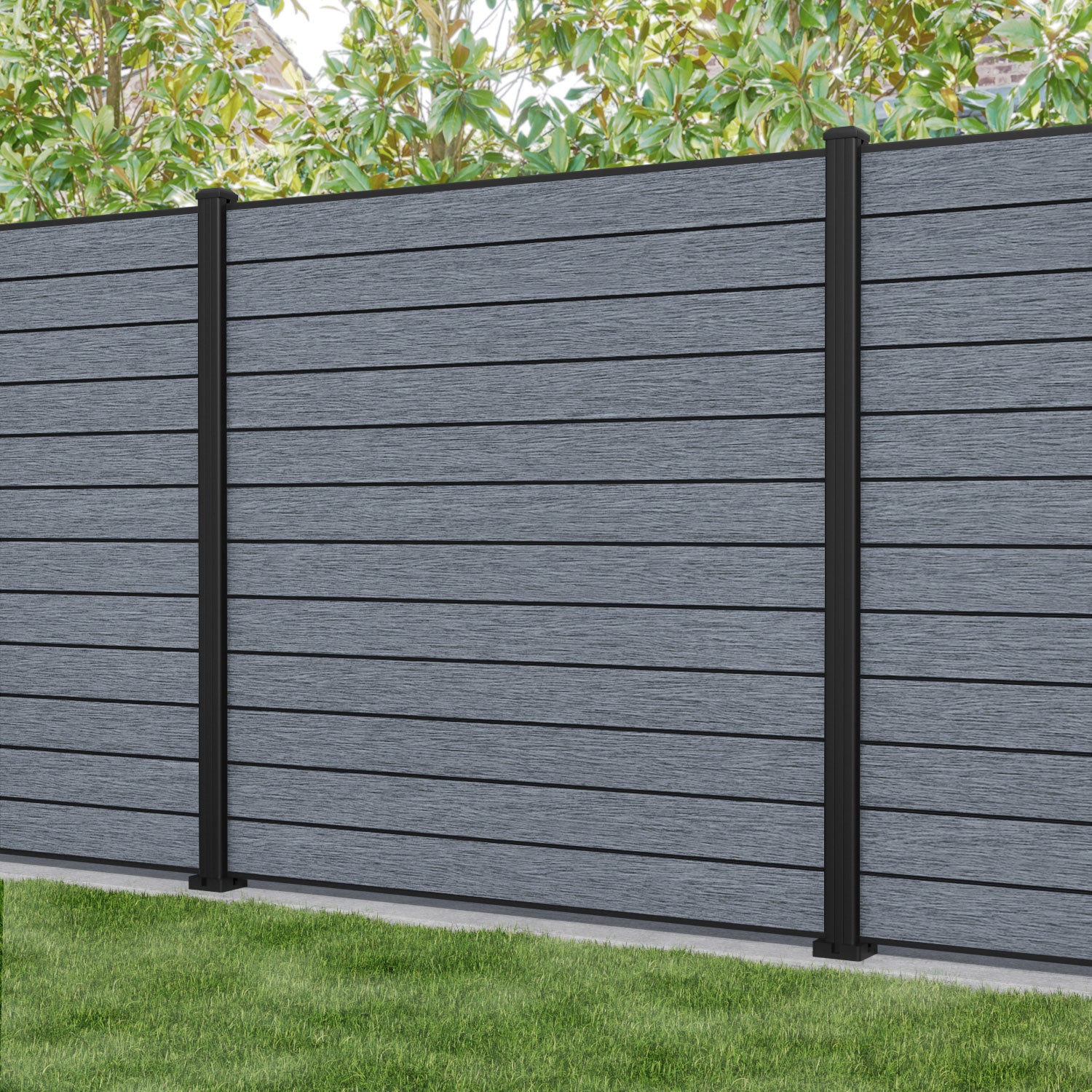 Fusion Fence Panel - Anthracite - with our aluminium posts