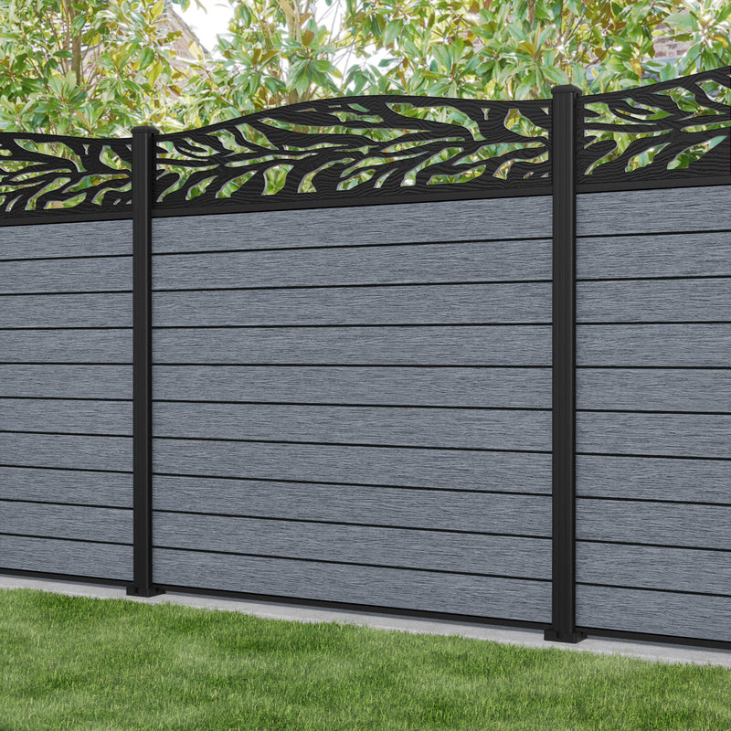 Fusion Malawi Curved Top Fence Panel - Anthracite - with our aluminium posts