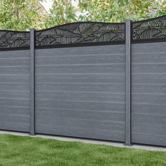 Classic Feather Curved Top Fence Panel - Anthracite - with our composite posts