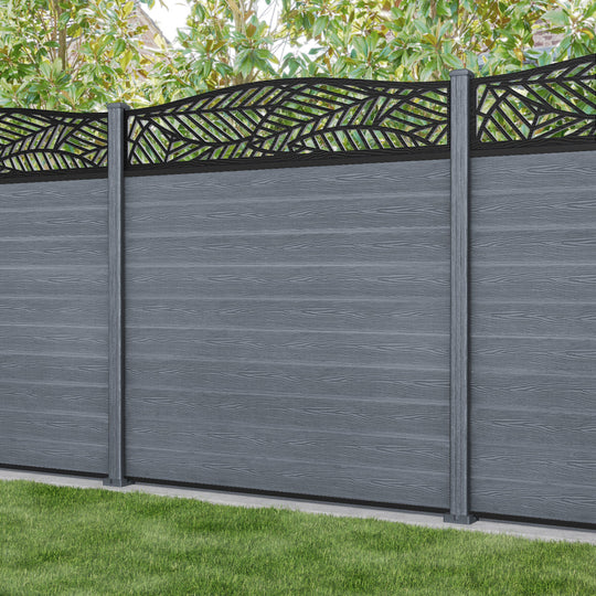Classic Habitat Curved Top Fence Panel - Anthracite - with our composite posts