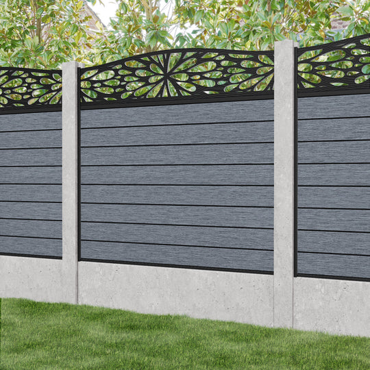 Fusion Blossom Curved Top Fence Panel - Anthracite - for existing concrete posts
