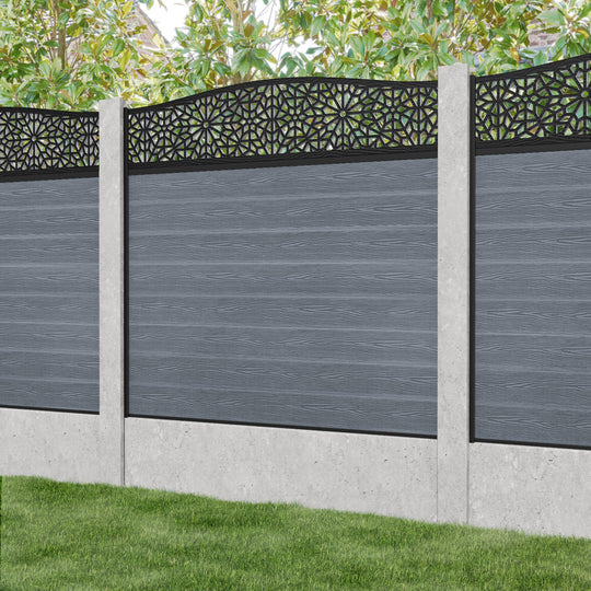 Classic Alnara Curved Top Fence Panel - Anthracite - for existing concrete posts