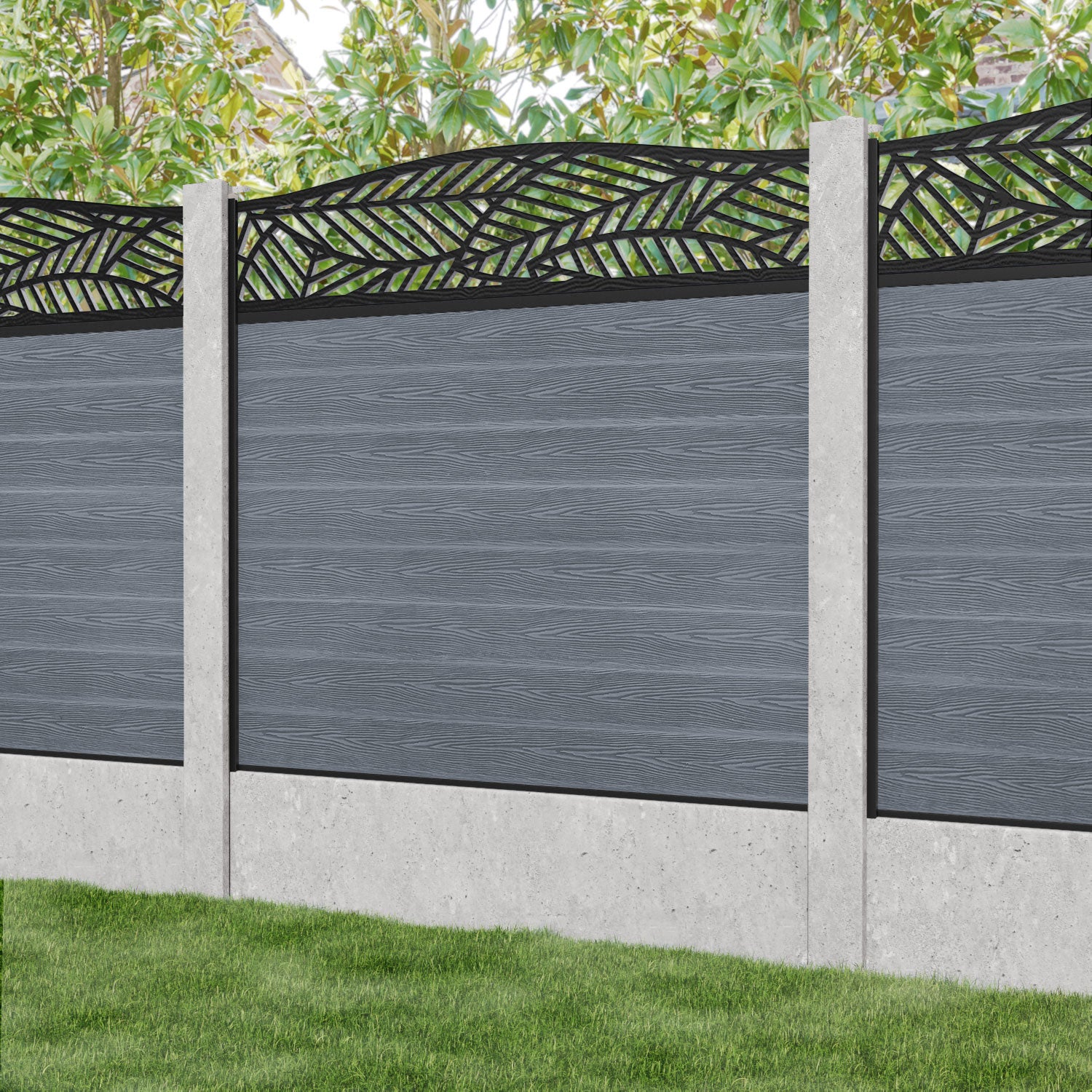Classic Habitat Curved Top Fence Panel - Anthracite - for existing concrete posts