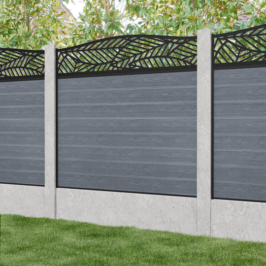 Classic Habitat Curved Top Fence Panel - Anthracite - for existing concrete posts