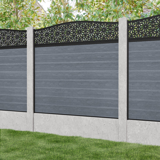 Classic Narwa Curved Top Fence Panel - Anthracite - for existing concrete posts