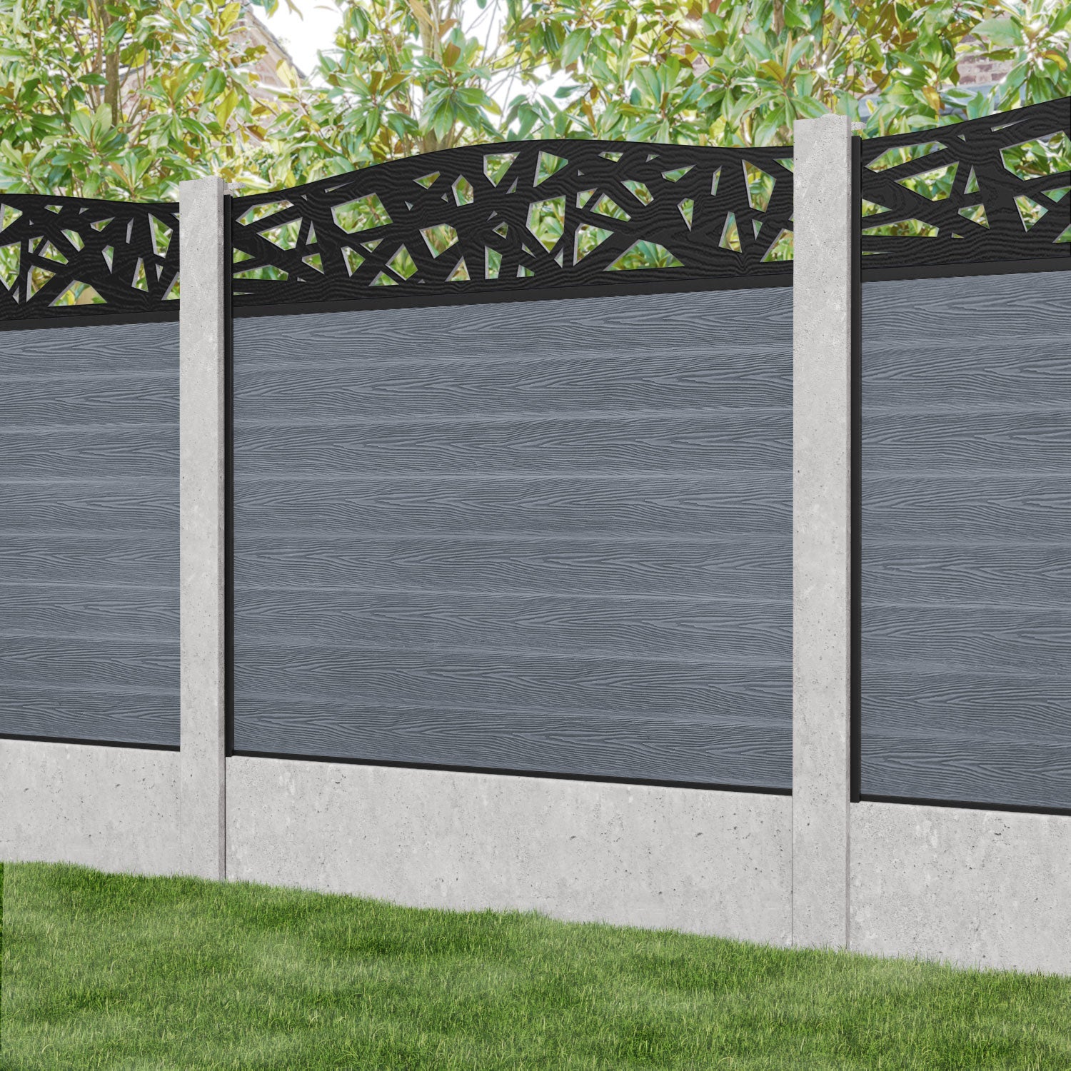 Classic Prism Curved Top Fence Panel - Anthracite - for existing concrete posts