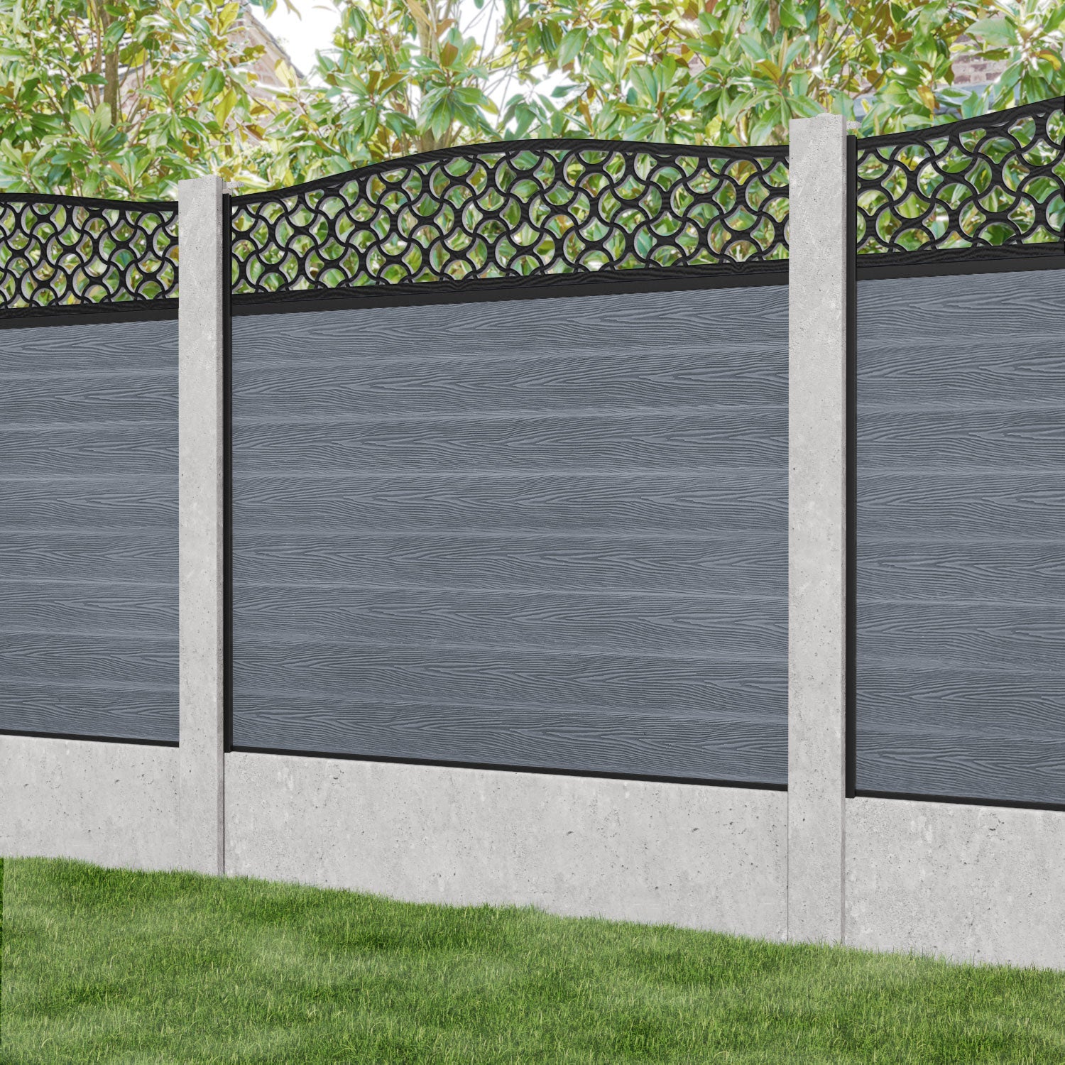 Classic Vida Curved Top Fence Panel - Anthracite - for existing concrete posts