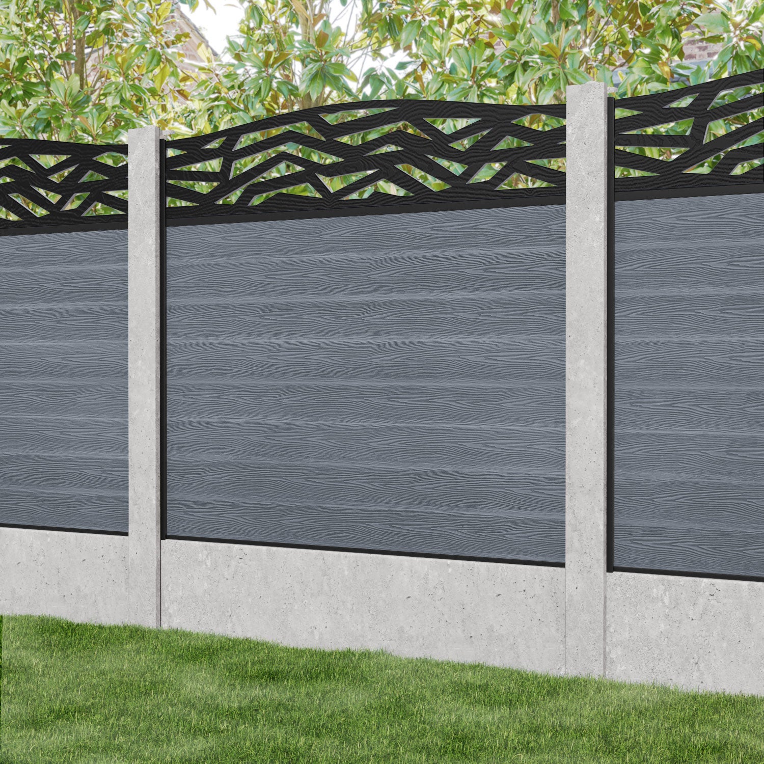Classic Zenith Curved Top Fence Panel - Anthracite - for existing concrete posts