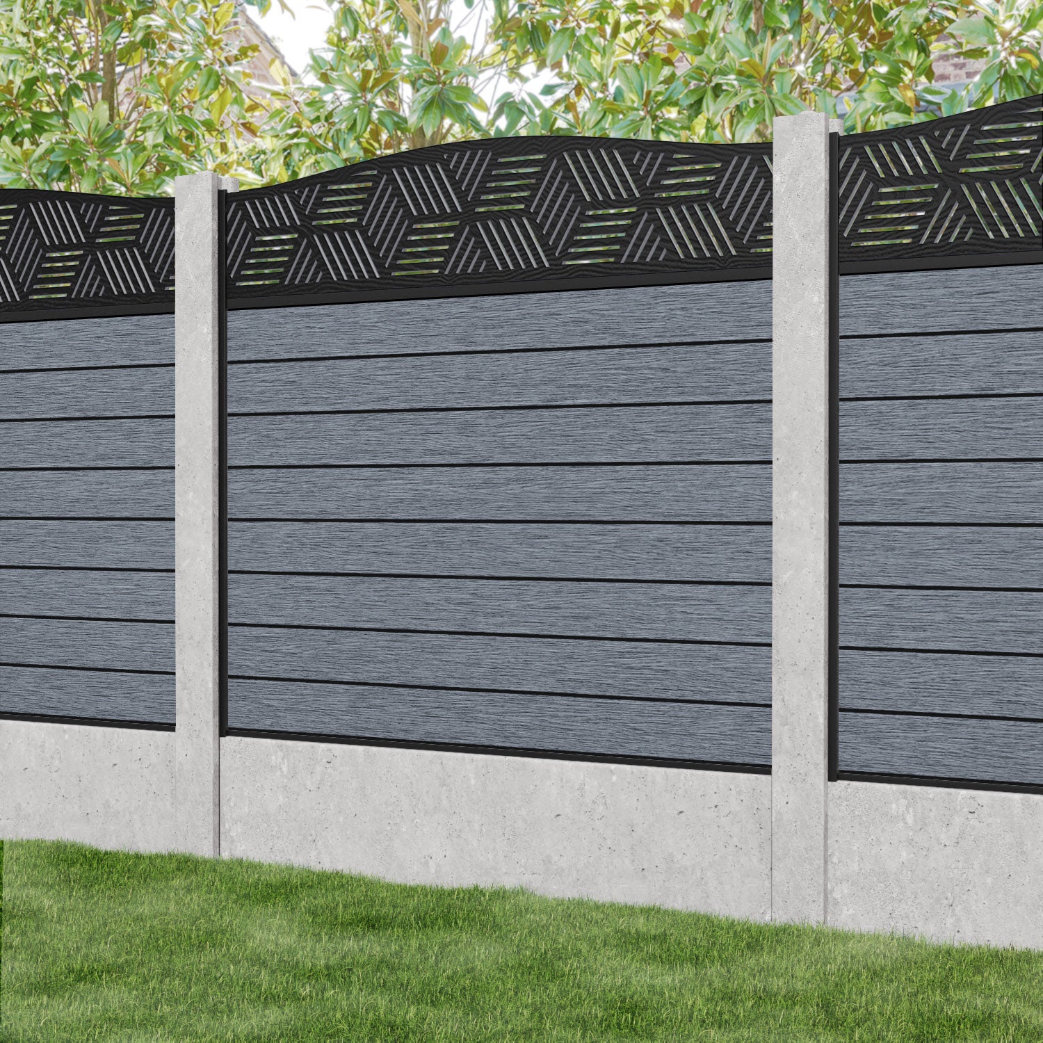Fusion Cubed Curved Top Fence Panel - Anthracite - for existing concrete posts