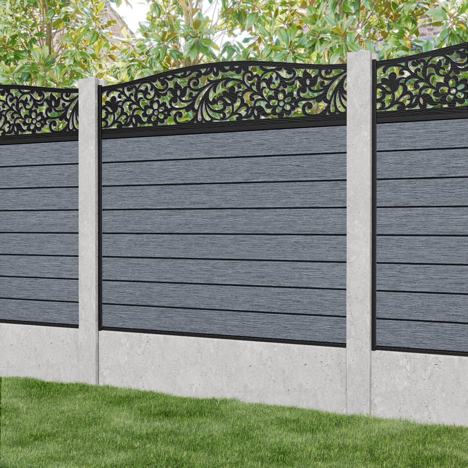 Fusion Eden Curved Top Fence Panel - Anthracite - for existing concrete posts