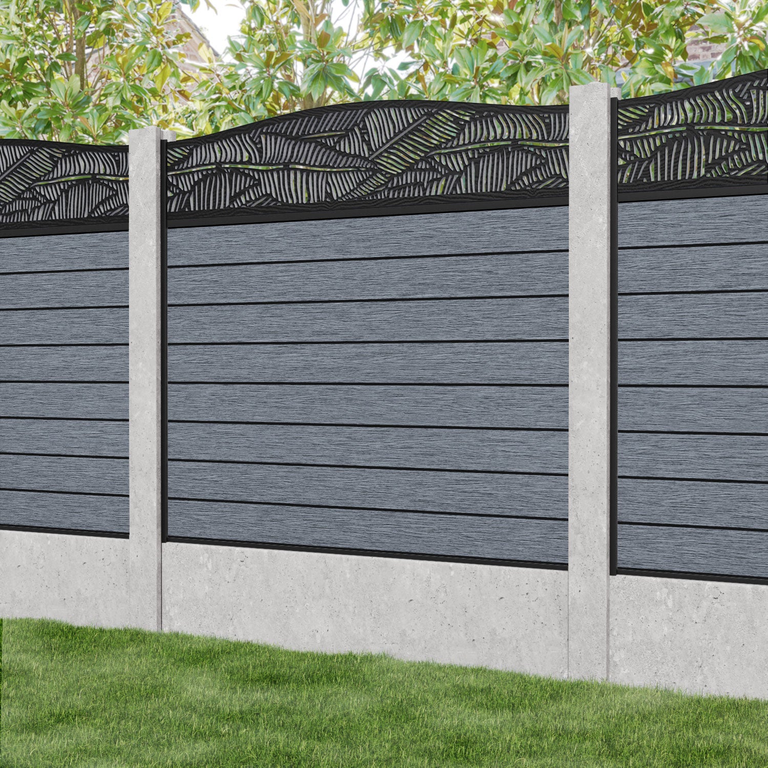 Fusion Feather Curved Top Fence Panel - Anthracite - for existing concrete posts
