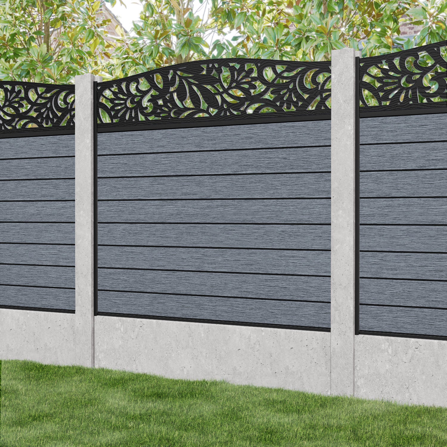 Fusion Heritage Curved Top Fence Panel - Anthracite - for existing concrete posts