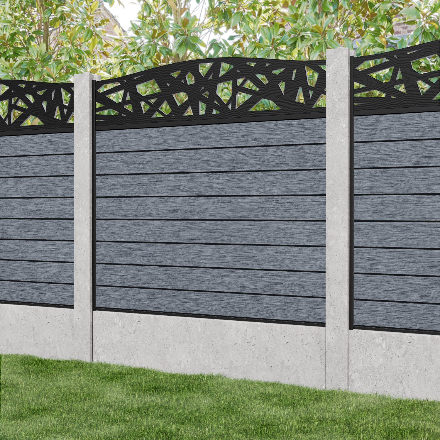Fusion Prism Curved Top Fence Panel - Anthracite - for existing concrete posts