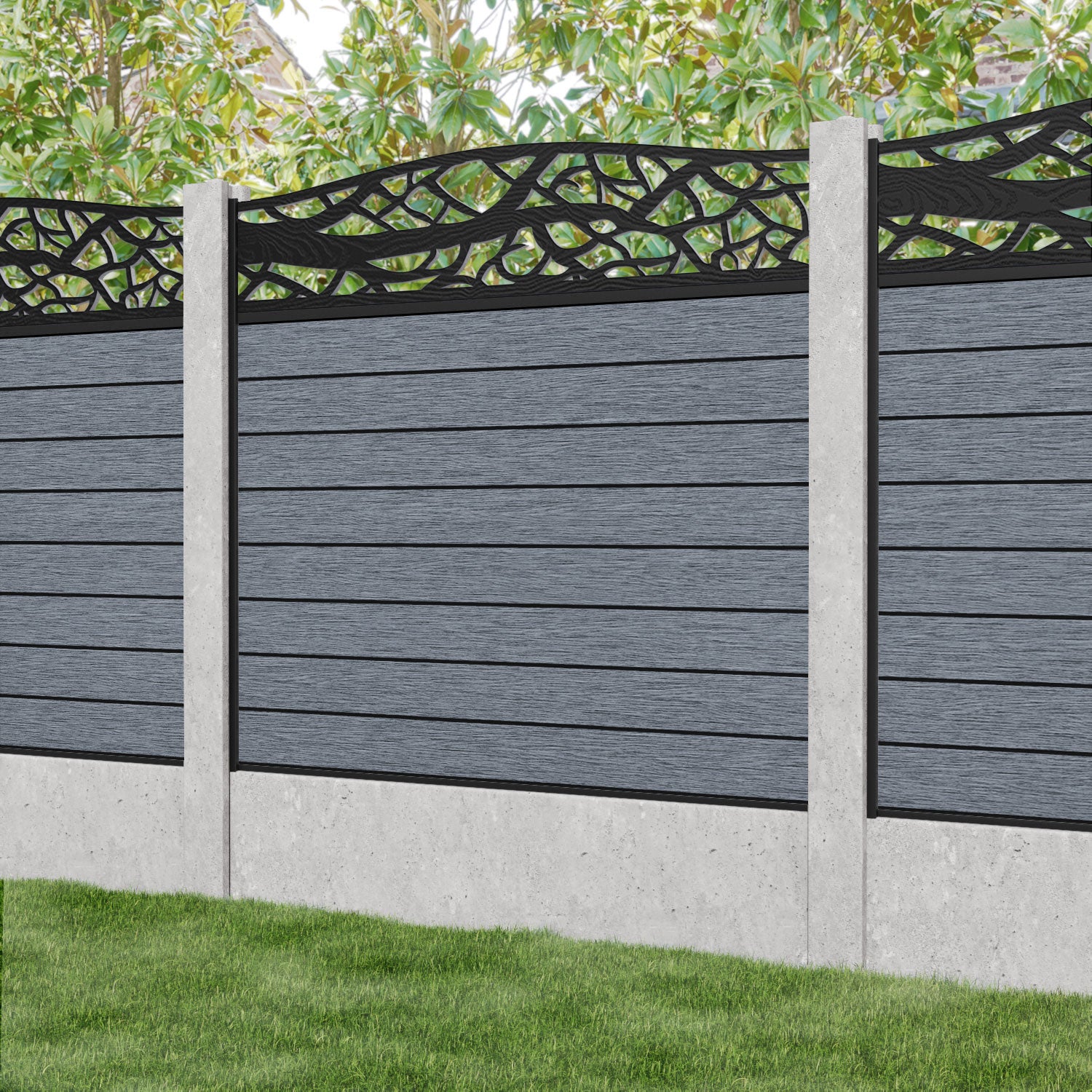 Fusion Twilight Curved Top Fence Panel - Anthracite - for existing concrete posts