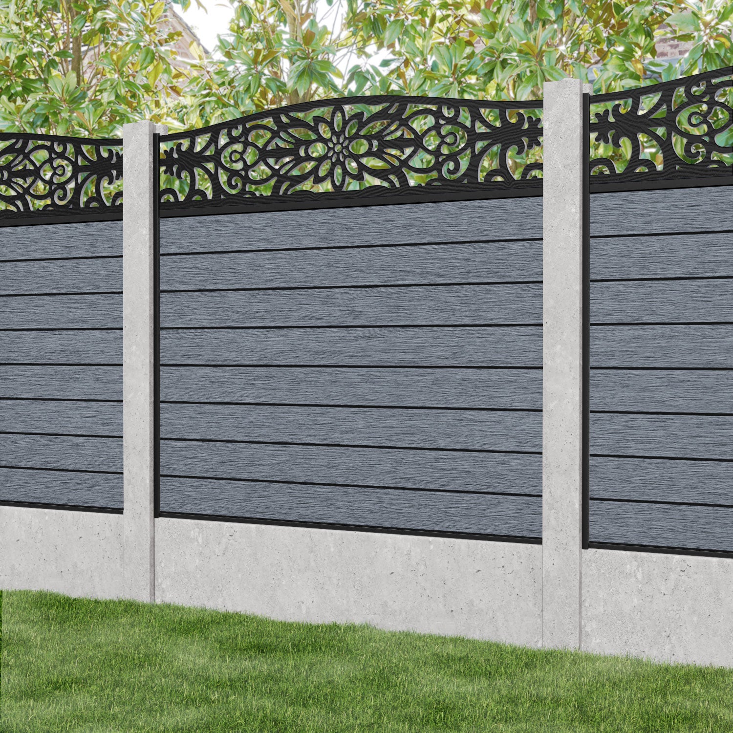 Fusion Windsor Curved Top Fence Panel - Anthracite - for existing concrete posts