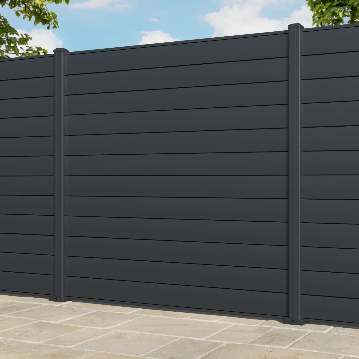 Gate Matching Aluminium Fence Panel - Anthracite - with our aluminium posts