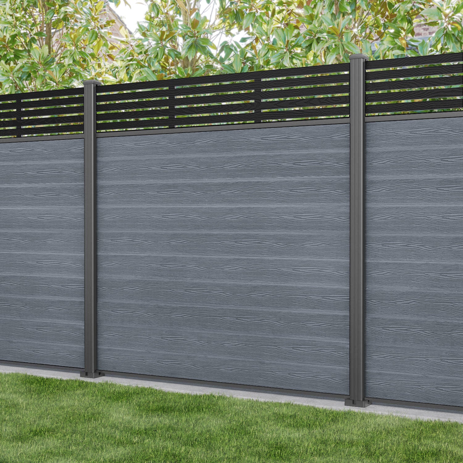 Classic Aspen Fence Panel - Anthracite - with our aluminium posts