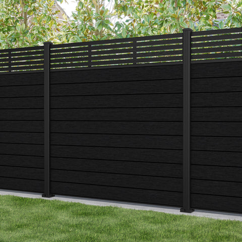 Fusion Aspen Fence Panel - Black - with our aluminium posts