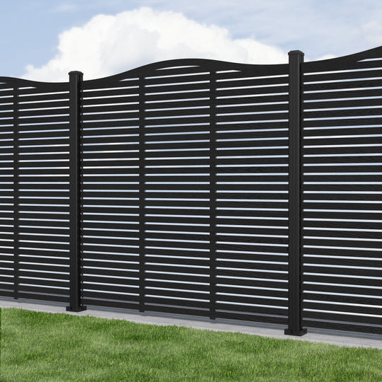 Aspen Curved Top Composite Fence Panel - with our aluminium posts