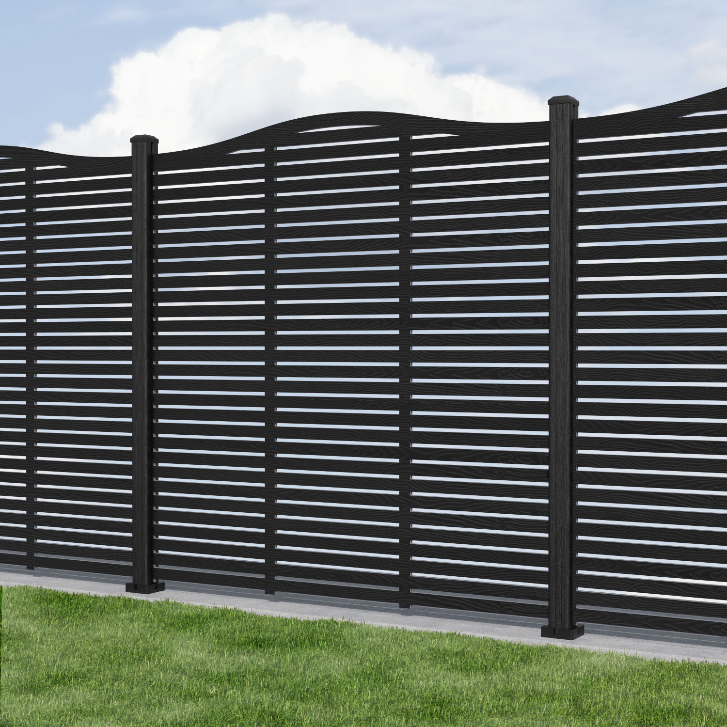 Aspen Curved Top Composite Fence Panel - with our composite posts