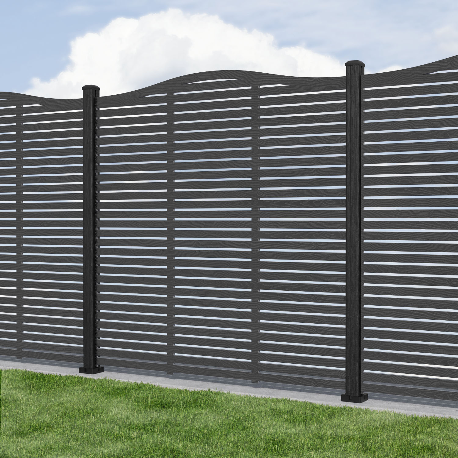 Aspen Curved Top Composite Fence Panel - with our composite posts