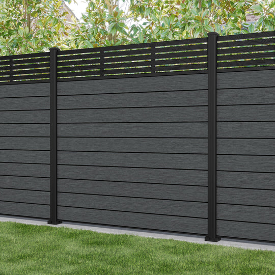 Fusion Aspen Fence Panel - Dark Grey - with our aluminium posts