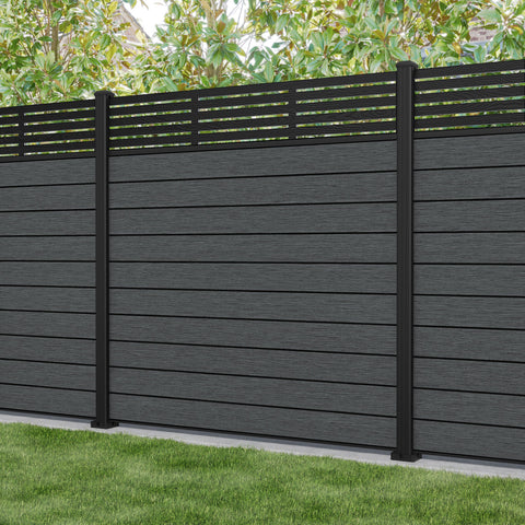 Fusion Aspen Fence Panel - Dark Grey - with our aluminium posts