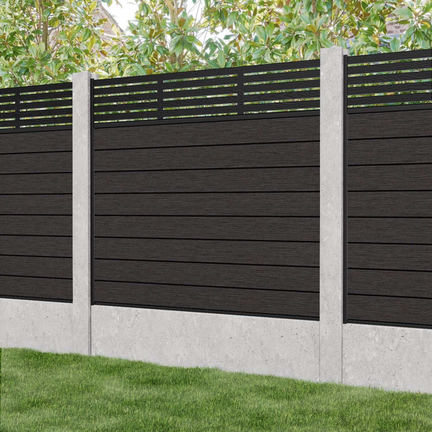 Fusion Aspen Fence Panel - Dark Oak - for existing concrete posts
