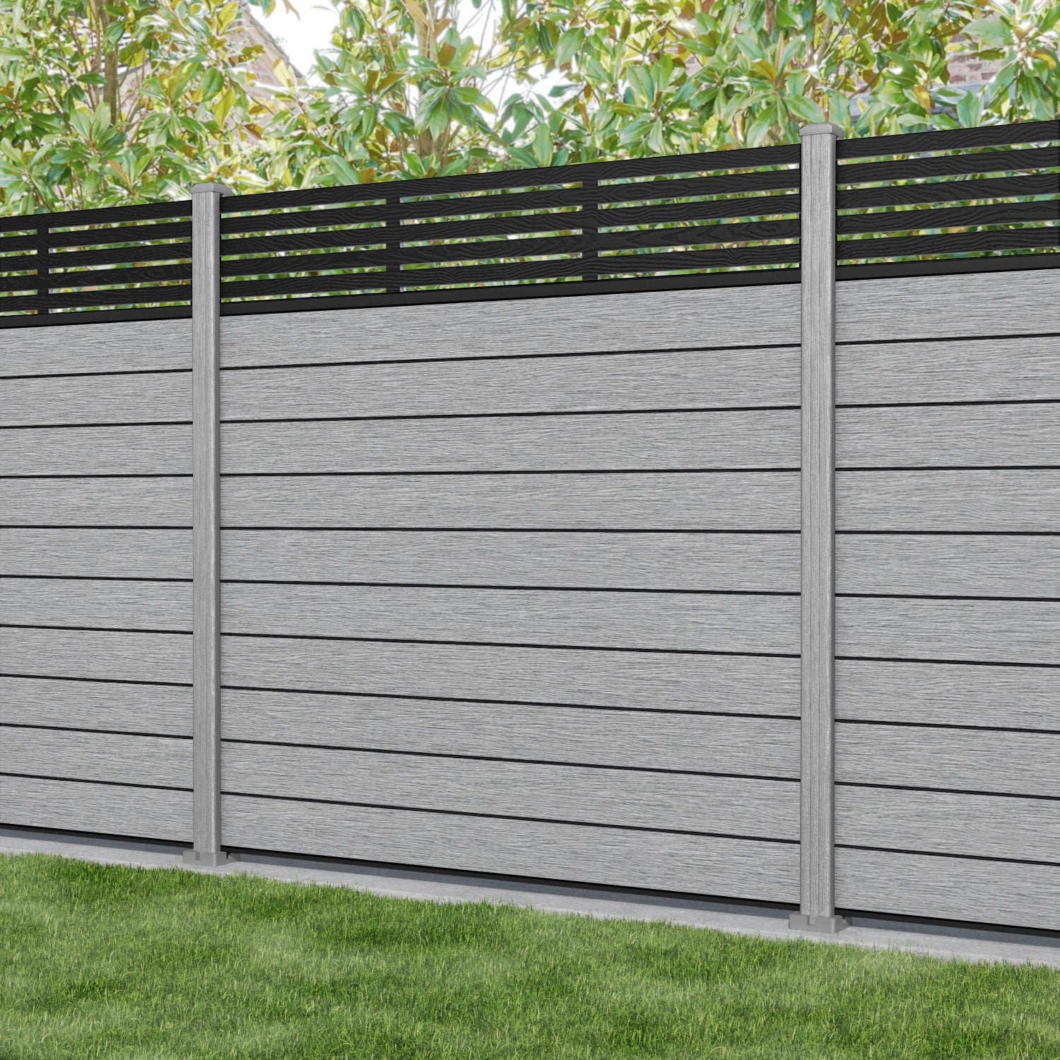 Fusion Aspen Fence Panel - Light Grey - with our composite posts